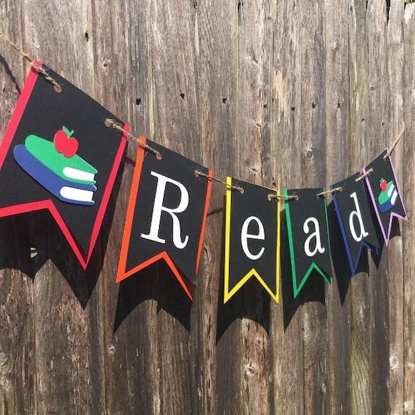 Read Classroom Banner - Library sign, Teacher Gift, Bulletin Board, Classroom Decor, Reading Banner, Book Fair