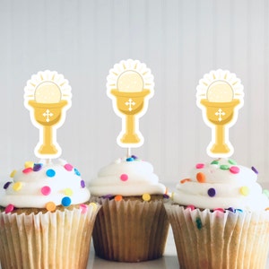 Communion Cupcake Toppers, Baptism Cupcake, Christening Party, First Holy Communion, Baptism Party, Christening cupcake, Easter Cupcake