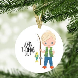 Boy Fishing Personalized Christmas Ornament - Fishing Ornament Personalized Gift image 6