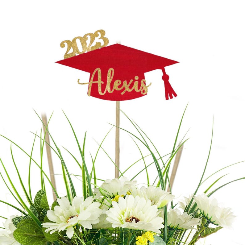 Personalized Graduation Centerpiece Picks, Script Letters, College Graduation, High School, Graduation party, Decorations, Class of 2026 画像 12