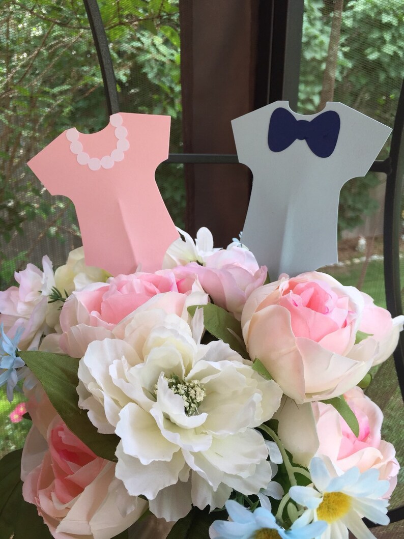 6 Piece Gender Reveal Centerpiece Table Decorations Bow Tie Etsy