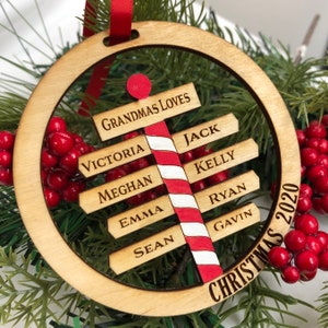 Family Ornament, Personalized Christmas Ornament, Laser Engraved, Wood Ornament, Grandparent Ornament - Personalized Gift