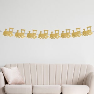 Train Garland, Glitter Train Banner, Train Party Decorations, Travel Theme Party, Train Birthday Party Supplies