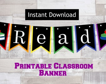 Printable Read Classroom Banner - Instant Digital Download - Library Sign -Classroom Decor