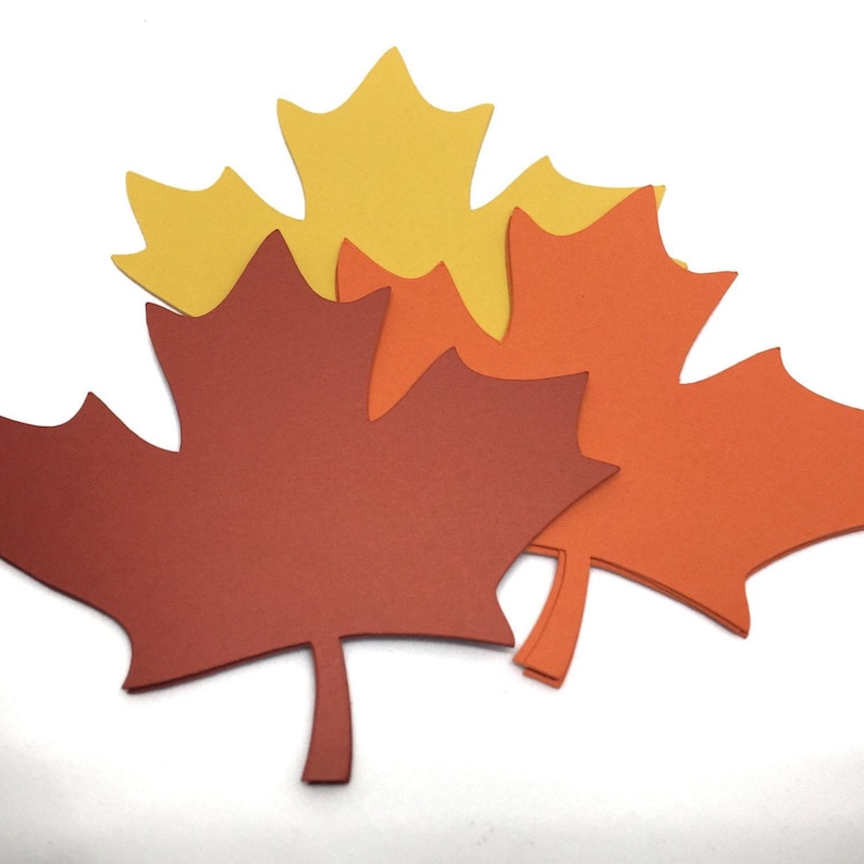 Maple Leaf Paper Die Cut 3" - Thanksgiving place cards, Fall Wedding, Name Tags, Fall Crafts, Fall Decor 画像 2
