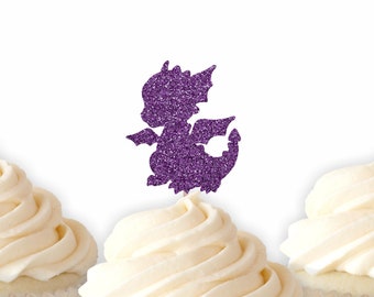 Baby Dragon Cupcake Toppers, Cute Dragon Party Decorations, Dragon Decor for Kids Birthday Party, Dragon Baby Shower Decorations,