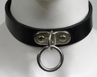 Ring Collar. Studded Leather BDSM Choker