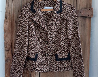 VTG 90s Y2K NWT Pablo Connection Brown Animal Print Blazer Jacket Women 10 *A