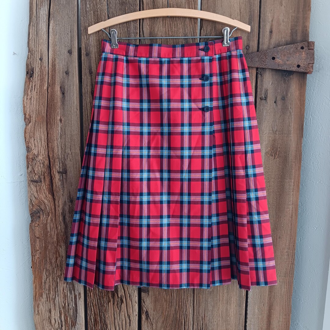 VTG ペンドルトン レッド タータン チェック キルトスカート ピュア