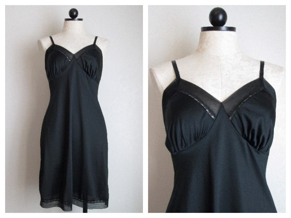 Vintage Lorraine Lingerie Black Full Dress Slip S… - image 1