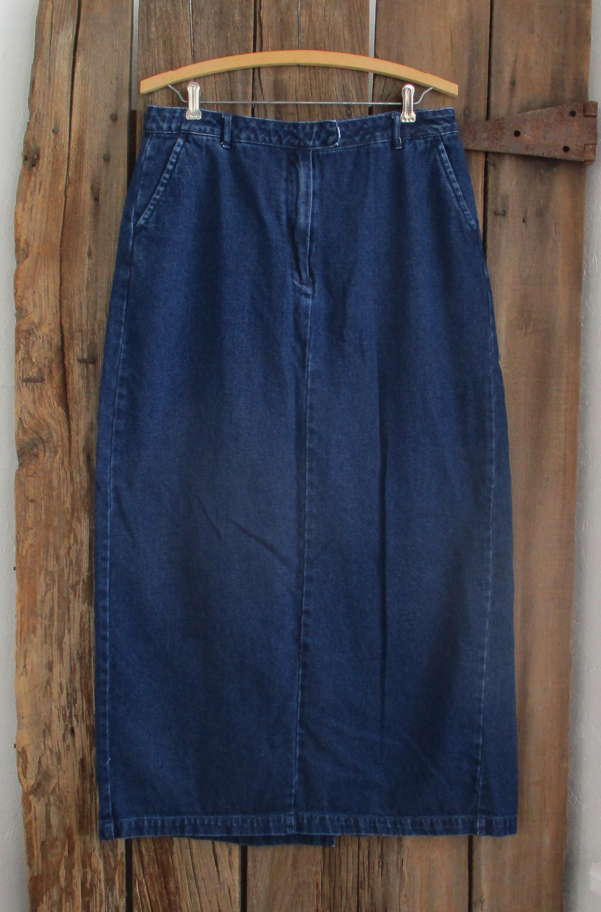 Mountain Lake Denim Pencil Skirt Back Slit Vintage Womens Size 14 ...