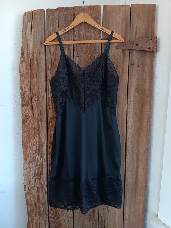Vintage Deena Fine Lingerie Black Full Slip Dress… - image 2