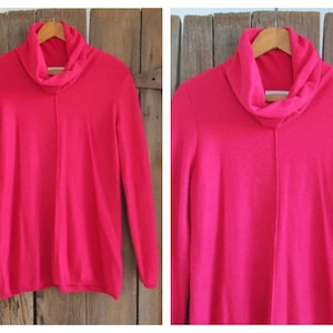 Calvin Klein Jeans Cowl Neck Pink Pullover Sweater Long Sleeve Lightweight Womens Vintage Clothing