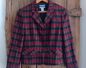 Pendleton Classic Vintage Plaid Virgin Wool Blazer Jacket Womens Sz 6 *A