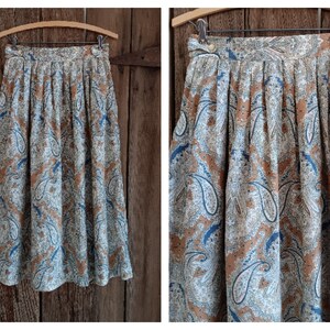 JG Hook Vintage Paisley Rock Midi A-Linie Cottagecore Damen Größe 12 Taschen
