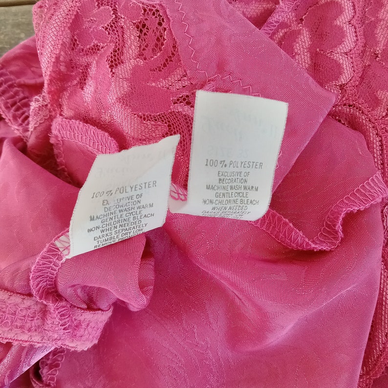 Vintage Lucie Ann II Pink Camisole Tap Pants Knickers Set Size 32/Small Satin Lingerie Lace Trim image 10
