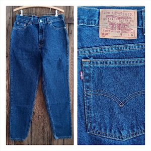 VTG 90s Levi&#39;s 512 Slim Fit Tapered Leg High Waist Rise Jeans USA Womens Sz 12 MIS M Levi Strauss Cotton