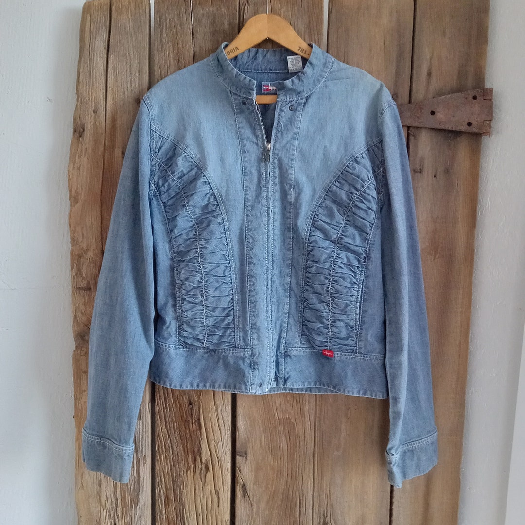 Vintage Lady Enyce Denim Jacket Zip up Womens XXL Lightweight Etsy