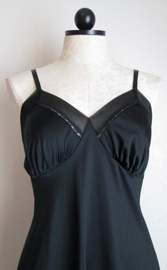 Vintage Lorraine Lingerie Black Full Dress Slip S… - image 3