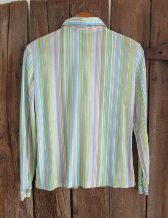 Vintage Striped Blouse Long Sleeve Button Up Shir… - image 4