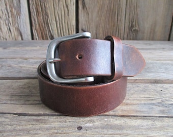 Mens Distressed Brown Genuine Leather Belt Size 34 USA