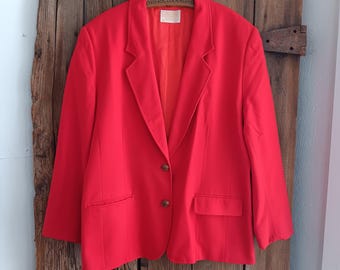 VTG Pendleton Pure Virgin Wool Red Blazer Jacket Womens Sz 16 FLAWS *A