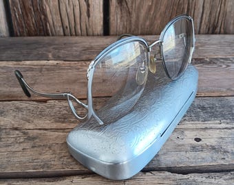 Brillen VTG 70s 80s Oversized Eyeglass Frames Silver Metal 53-18-130 Japan