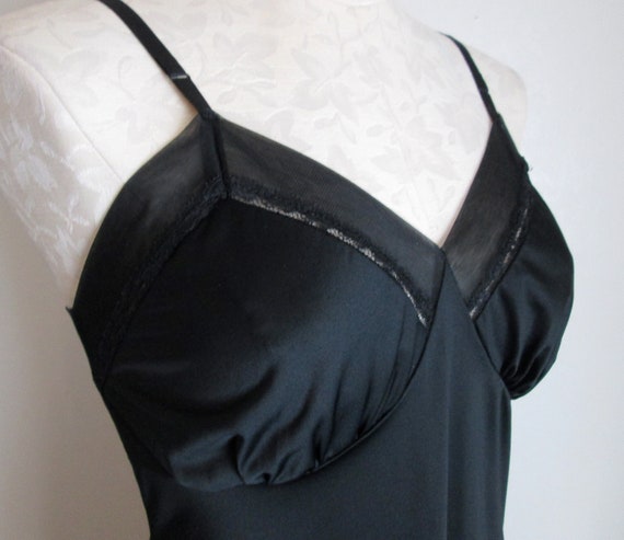 Vintage Lorraine Lingerie Black Full Dress Slip S… - image 7