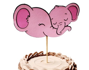 Elephant Cake Topper, Baby Shower Cake Topper, Baby Girl Cake Topper