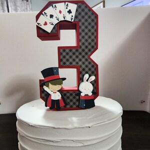 Third Birthday Cake Topper, Magic Show 3 D Cake Topper, 3 D Cake Topper, Magician Cake Topper