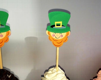 St. Patrick's Day Cupcake Toppers, Leprechaun Cupcake Toppers, Birthday Cupcake Toppers