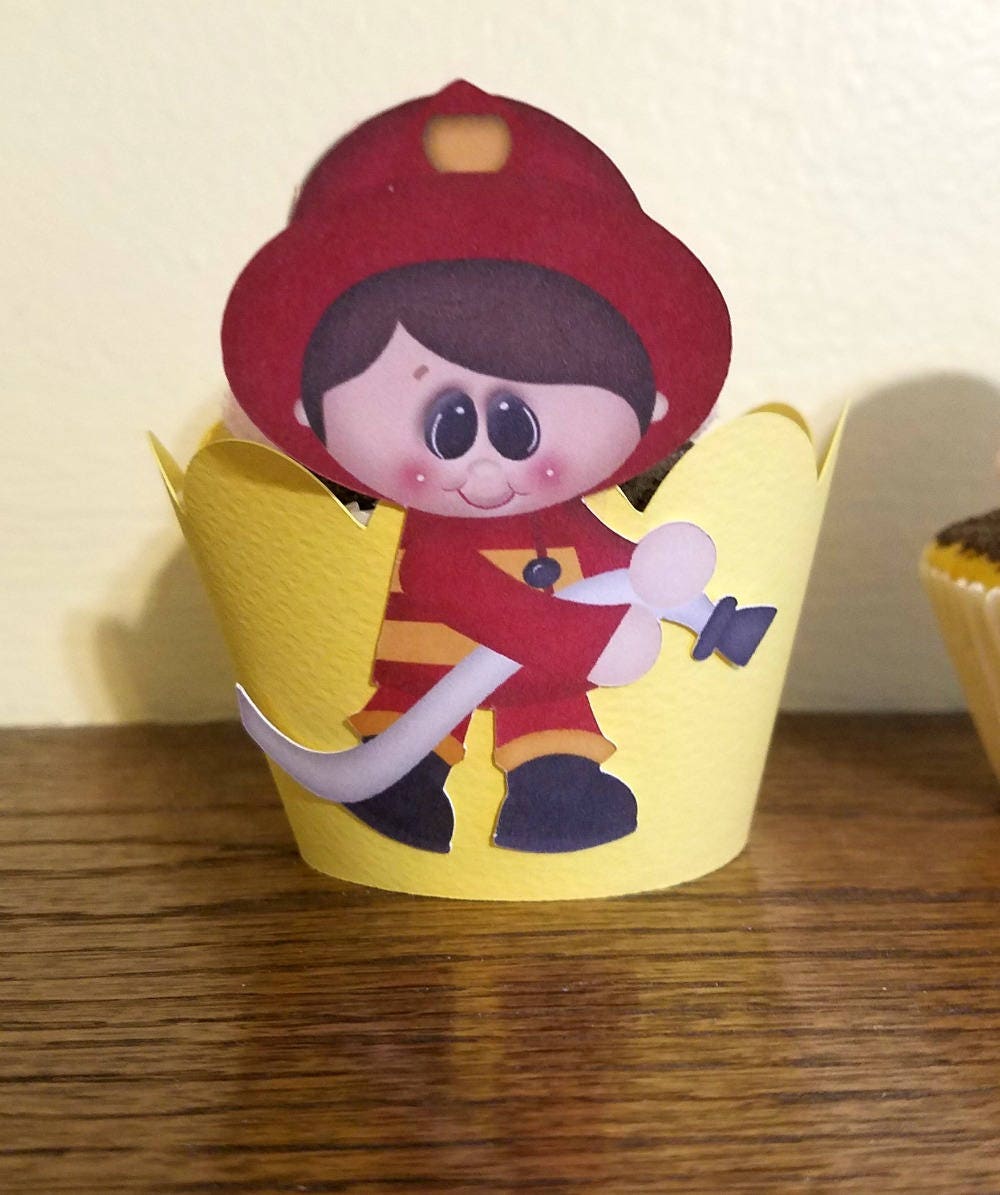 Fireman Cupcake Wrappers Baby Boy Shower Fireman Cupcake Wrappers