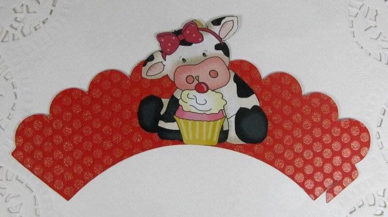 Cow Cupcake Wrappers First Birthday Party Cupcake Holder Baby Shower Decor Second Birthday or Baby Shower Cow Cupcake