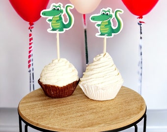 Cupcake Toppers, Jungle Cupcake Toppers, Alligator Cupcake Toppers