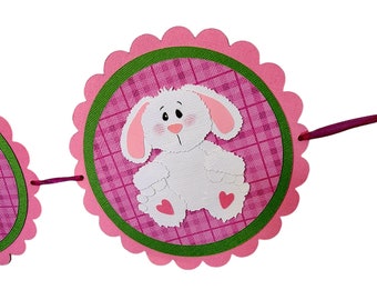 Baby Shower Banner, Baby Banner, Girl Baby Shower Banner, Bunny Shower Favor