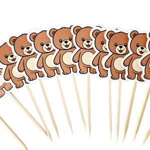 Teddy Bear Cupcake Toppers | Birthday Cupcake Toppers | Baby Shower Party Decor