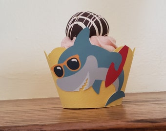 Shark Cupcake Wrappers, Set of 12 Cupcake Wrappers, Shark Birthday Cupcake Wrappers