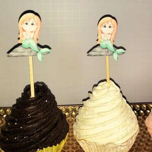 Mermaid Cupcake Toppers, Birthday Cupcake Toppers, Baby Shower Cupcake Toppers, Orange Mermaid Cupcake Toppers