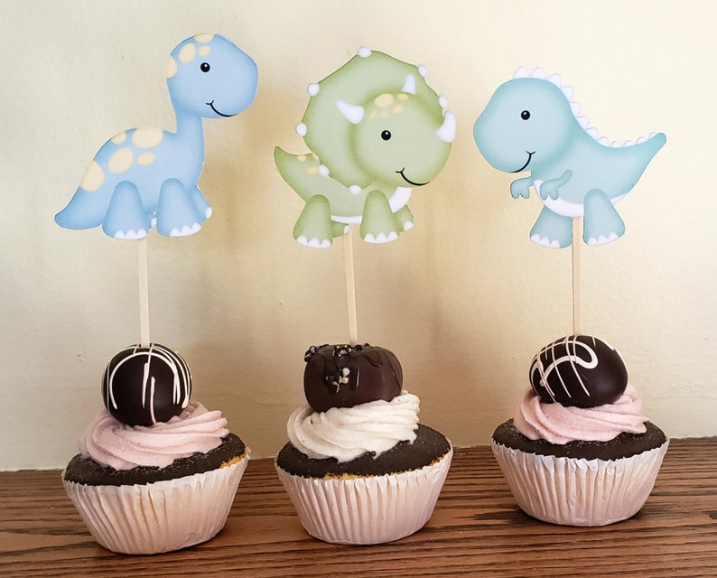 Dinosaur Cupcake Toppers, Dinosaur Birthday Decoration, Dinosaur Birthday Cupcake Toppers image 1