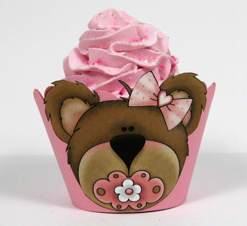 Bear Cupcake Wrappers First Birthday Party Cupcake Holder Baby Shower Decor Second Birthday or Baby Girl Shower Baby Animal