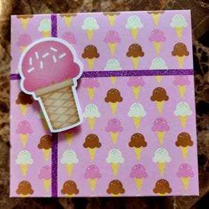 Gift box, ice cream gift box, birthday gift box, gift box with lid, 6 x 6 x 3 inch box