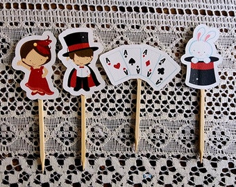 Magic Show Cupcake Toppers, Magician Cupcake Toppers, Cupcake Decoration