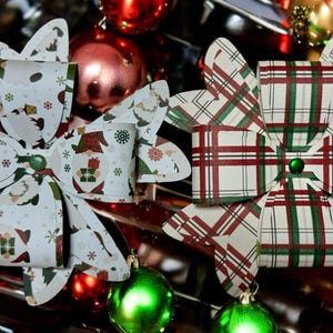 Christmas gift bows, set of 2 holiday bows, gift bows for christmas