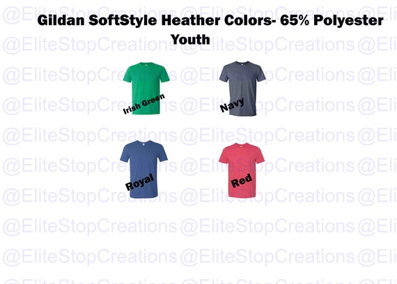 Gildan SoftStyle Heather Youth 65% Polyester | Etsy