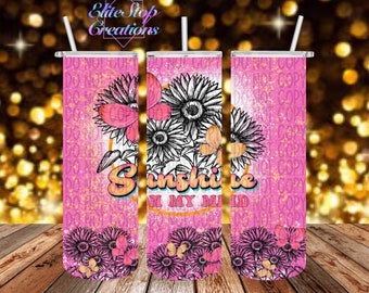 20 oz Skinny Tumbler | Stainless Steel Cup | Tumbler with Straw |  Sunshine on My Mind
