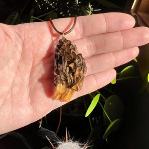 Real Morel Mushroom Resin Sealed Jewelry Necklace