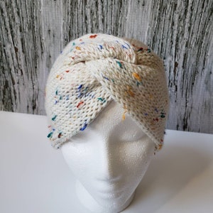 Twisted Ear warmer, wide headband, turbin-inspired