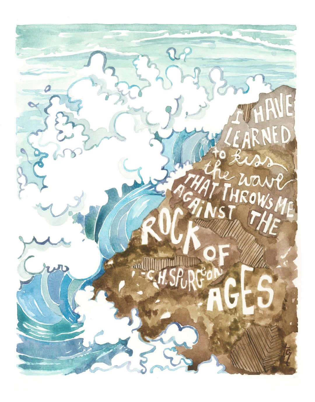 Kiss the Wave C H Spurgeon Quote Ocean Waves Beach Rock of Etsy