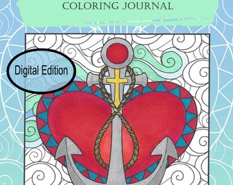 Digital Edition Cross My Heart Christian Coloring Journal for adult coloring and writing 8.25"x6"