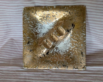 Vintage Ceramic Weeping Gold Ashtray Decor Made in USA